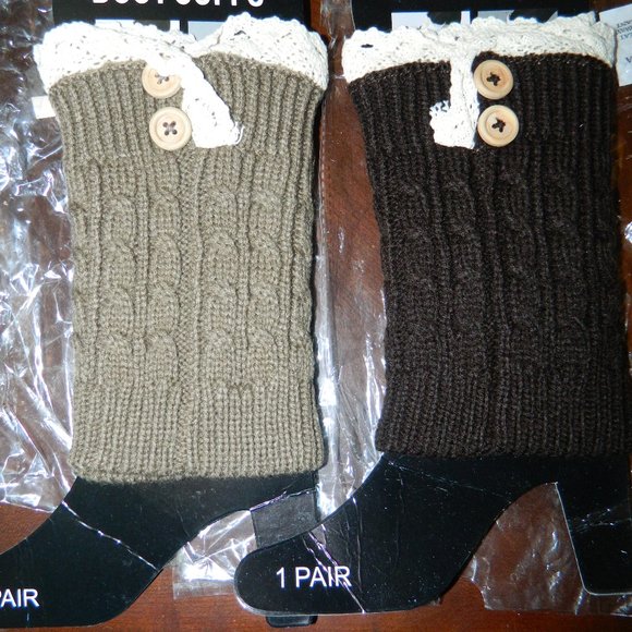 Boot Cuffs - Cable Knit Lace Lot of 2 - Picture 1 of 2